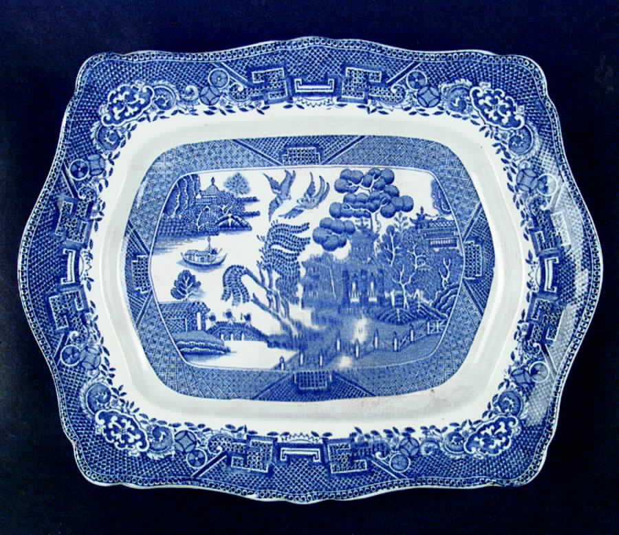 Willow Blue (Scallop, No Trim) 13" Oval Serving Platter by John Steventon & Son-1