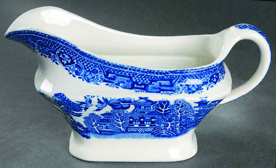 Willow Blue (Scallop, No Trim) Gravy Boat by John Steventon & Son-1