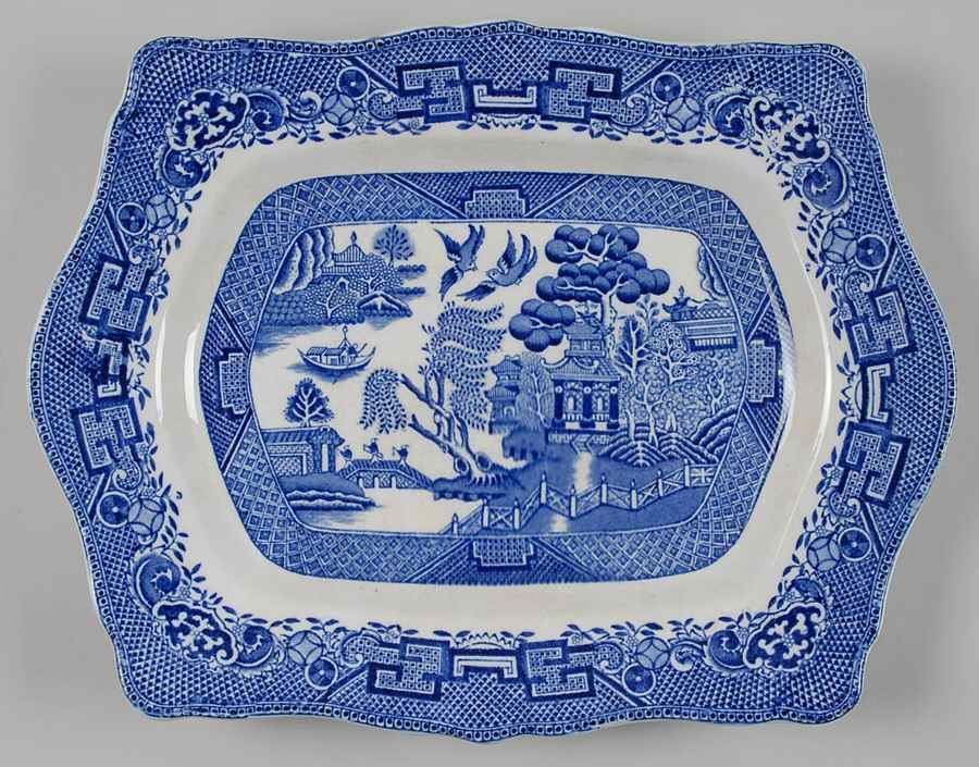 Willow Blue (Scallop, No Trim) 11" Oval Serving Platter by John Steventon & Son-1