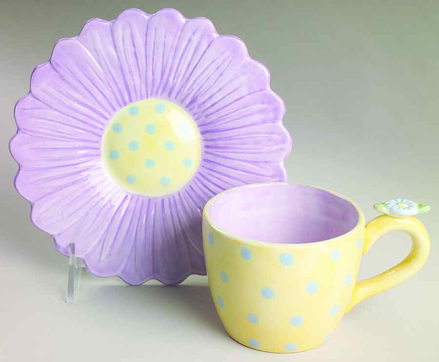 Let's Do Lunch Flat Cup & Saucer Set by Silvestri-1