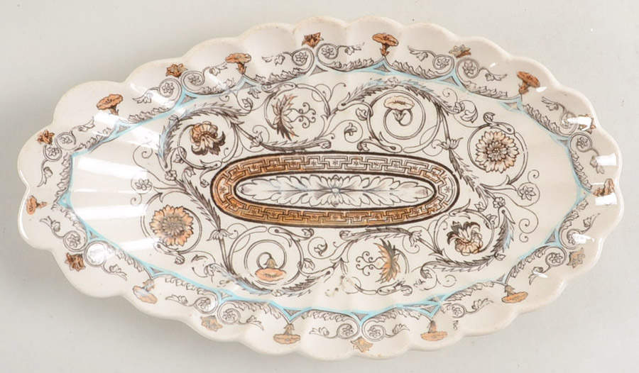 Florence Orange Blue Pickle Dish by Spode-1