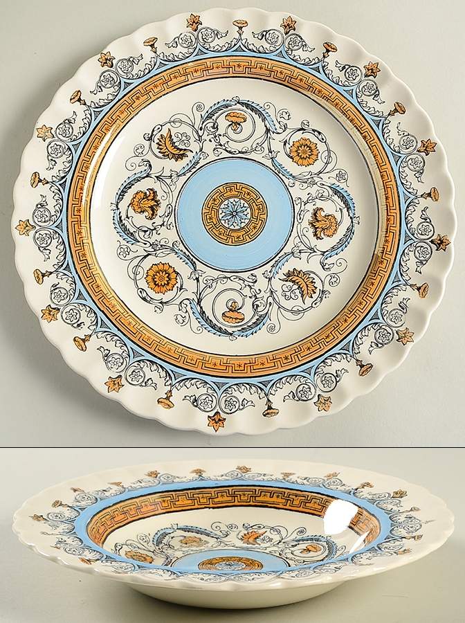 Florence Orange Blue Rim Soup Bowl by Spode-1