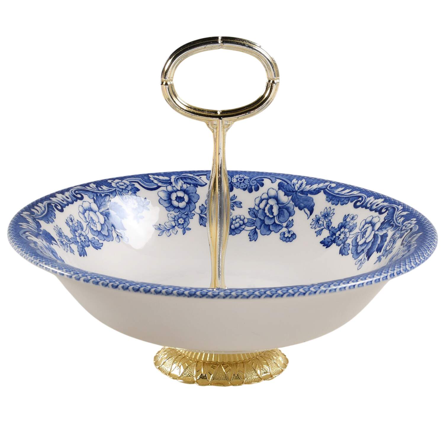 Delamere Blue 6"-7" Handled Footed Nut Dish HC by Spode-1