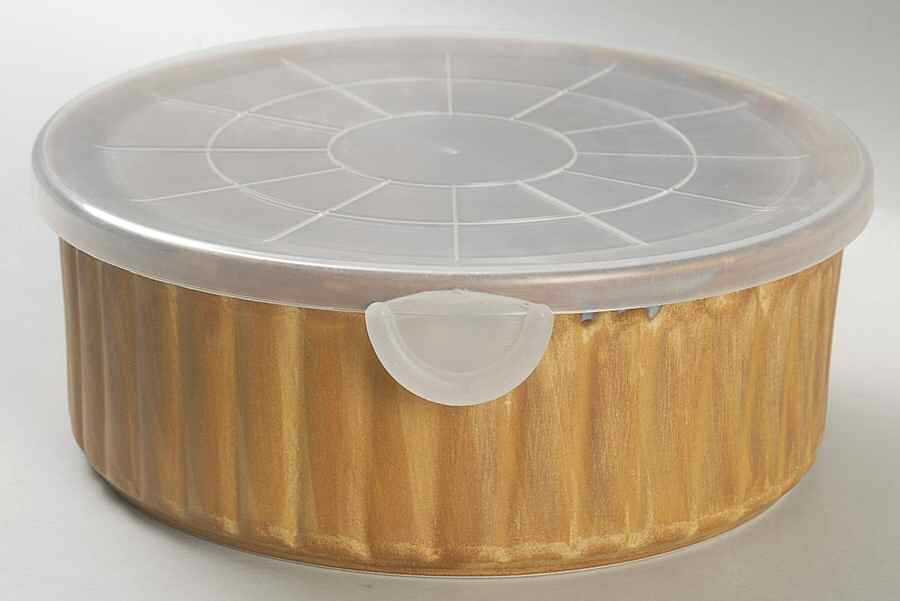 Splash Brown 6" Storage Bowl Ceramic with Plastic Lid by Sango-1