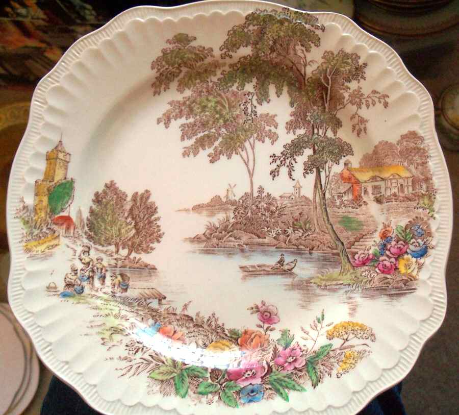 The Ferry Brown Multicolor Square Salad Plate by Swinnertons-1