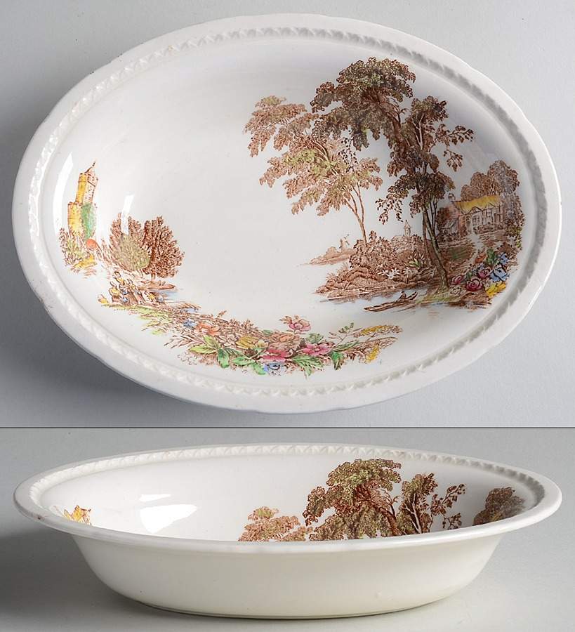 The Ferry Brown Multicolor 9" Oval Vegetable Bowl by Swinnertons-1