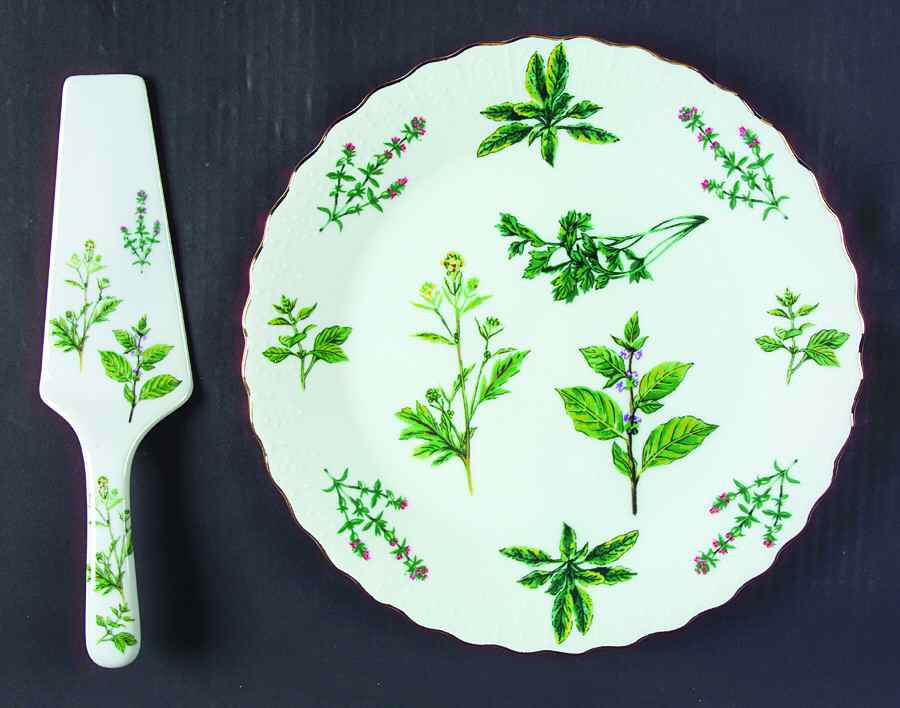 Herbs De Provence (Gold Trim) Cake Plate and Server (Boxed Set) by Sadek-1
