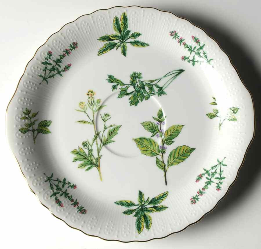 Herbs De Provence (Gold Trim) Plate for (3 Pc) Party Serving/Chip & Dip Set by Sadek-1