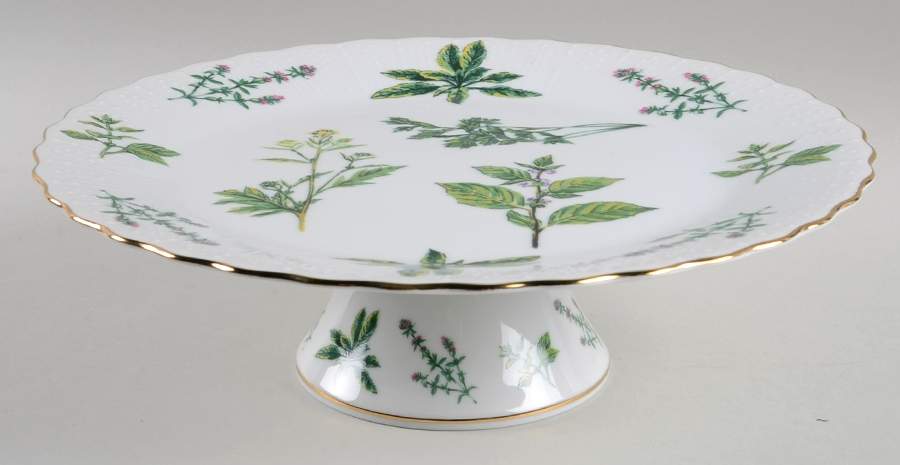 Herbs De Provence (Gold Trim) 10" Diameter Pedestal Cake Stand by Sadek-1