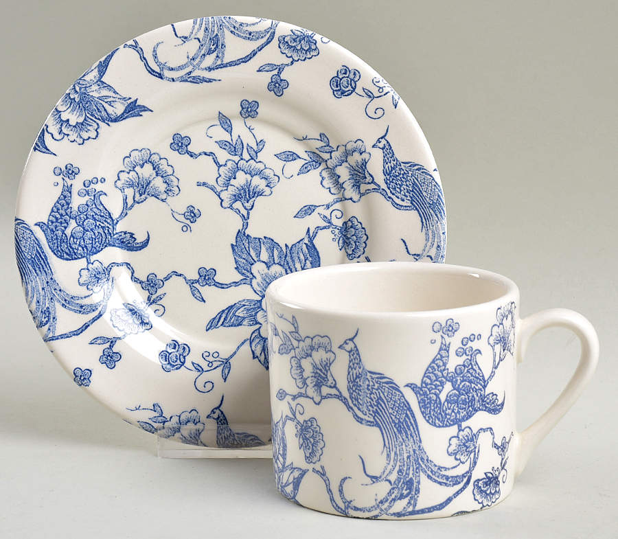 Bird of Paradise Flat Cup & Saucer Set by Staffordshire Engraving-1