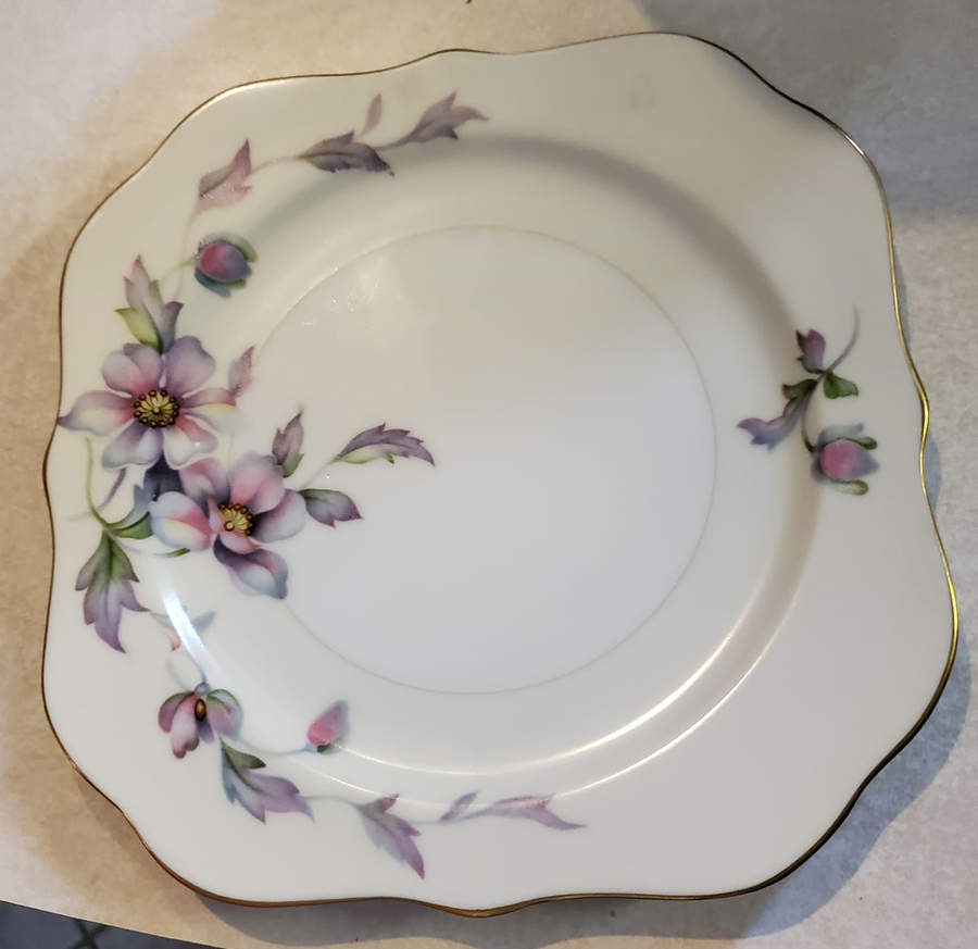 Silver Poppy (Scalloped) Square Salad Plate by Sango-1