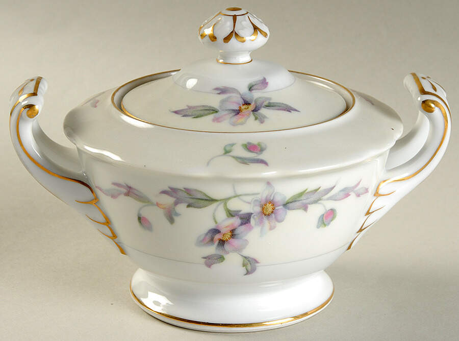 Silver Poppy (Scalloped) Sugar Bowl & Lid by Sango-1