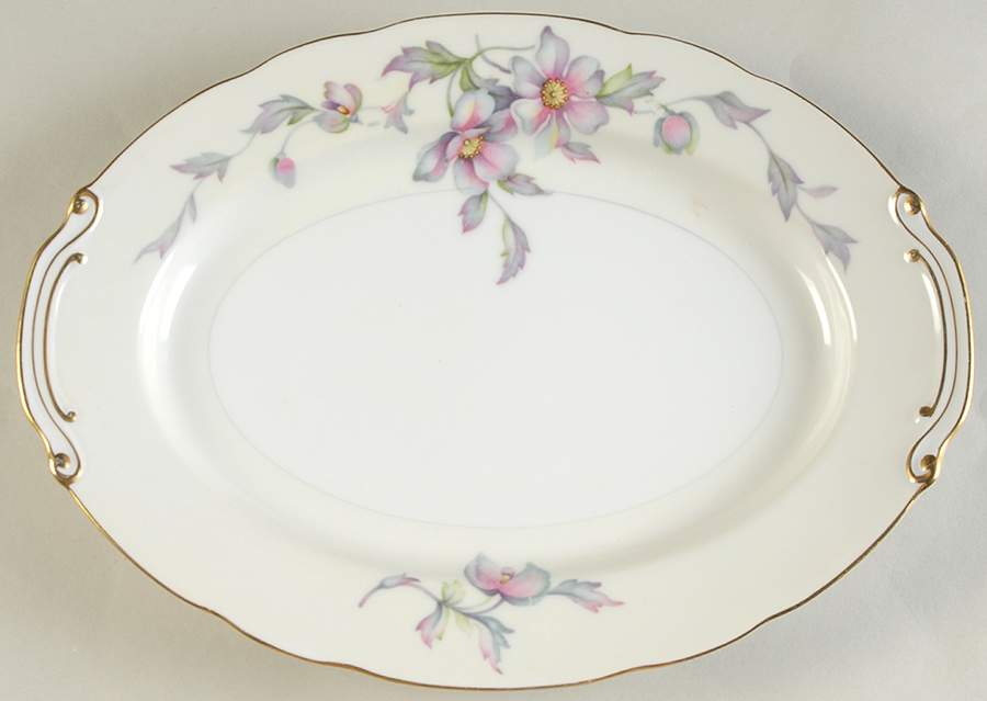 Silver Poppy (Scalloped) 12" Oval Serving Platter by Sango-1