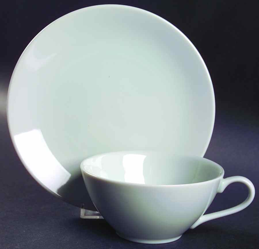 Luna Ocean (White W Light Blue Tint) Flat Cup & Saucer Set by Swid Powell-1