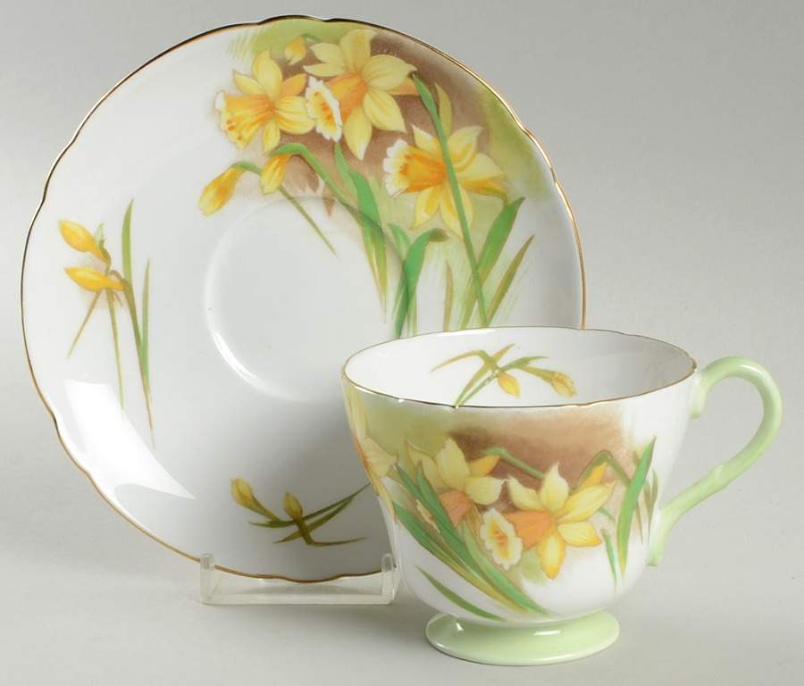 Jonquil Footed Cup & Saucer Set by Shelley-1