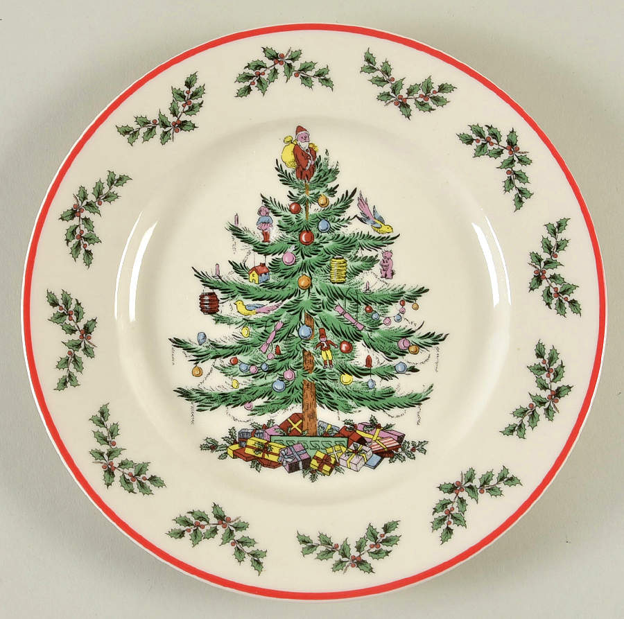 Christmas Tree Red Trim Salad Plate by Spode-1