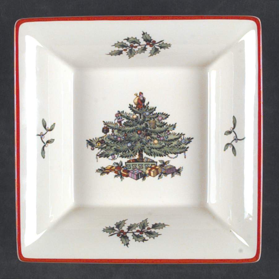 Christmas Tree Red Trim 6" Square Tray by Spode-1