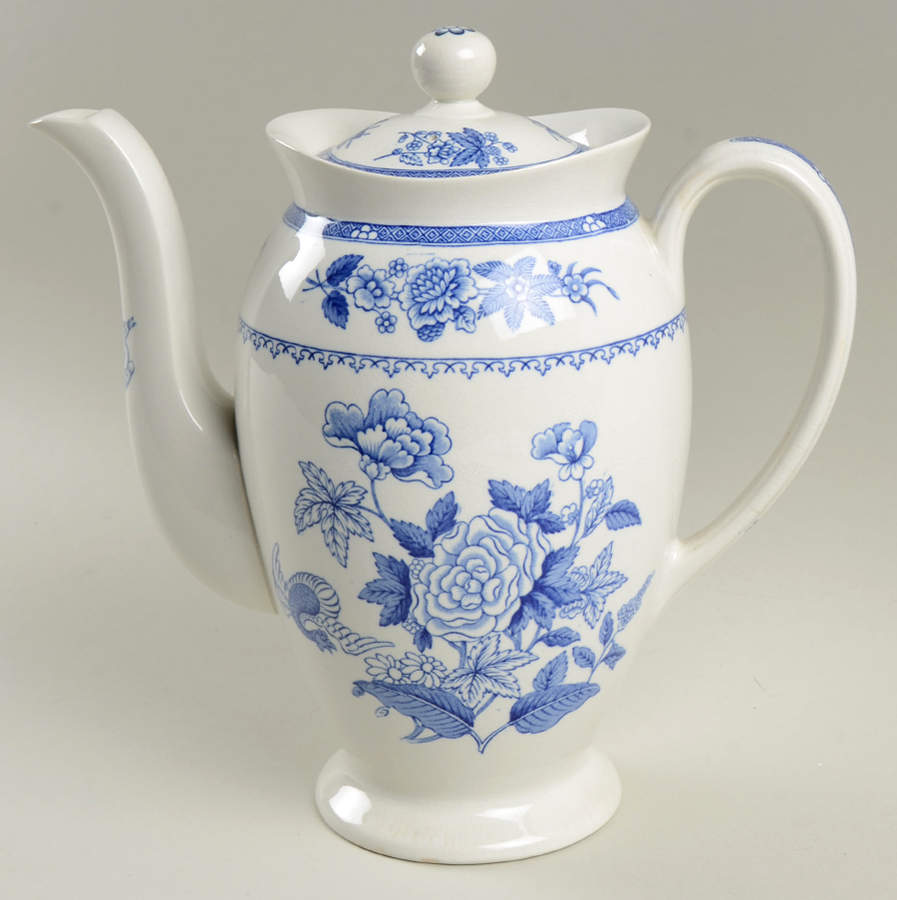 Heron Blue Coffee Pot & Lid by Spode-1