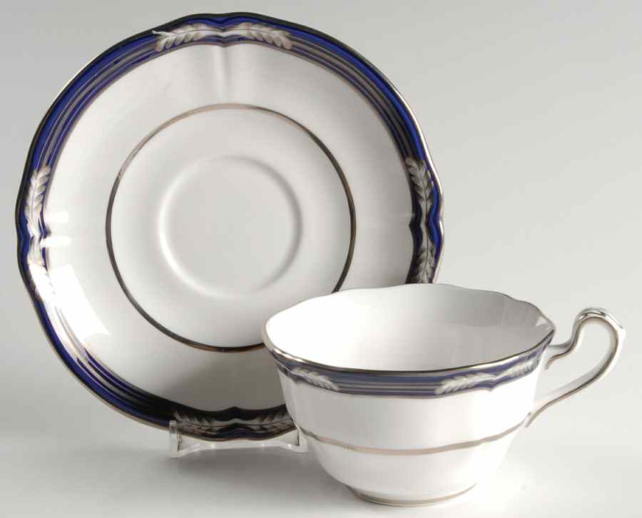 Chancellor Cobalt (Platinum Trim) Flat Cup & Saucer Set by Spode-1