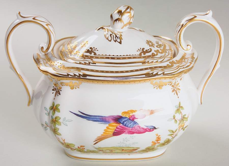 Chelsea Bird (Raised Gold Dots) Sugar Bowl & Lid by Spode-1