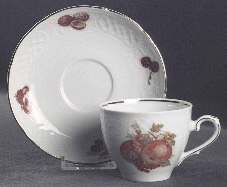 Harvest (Scalloped, No Verge) Flat Cup & Saucer Set by Schumann - Bavaria-1