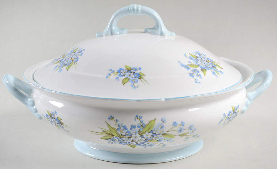 Forget Me Not Round Covered Vegetable by Shelley-1