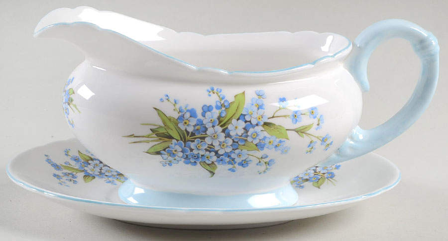 Forget Me Not Gravy Boat & Underplate by Shelley-1