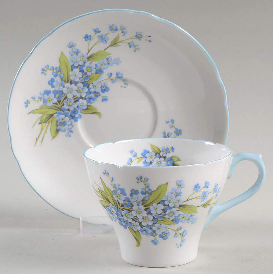 Forget Me Not Flat Cup & Saucer Set by Shelley-1