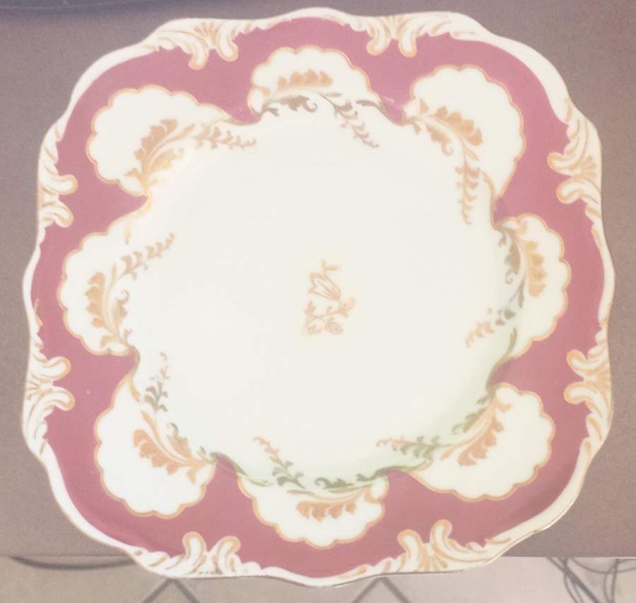 Old England Burgundy Square Salad Plate by Schwarzenhammer-1