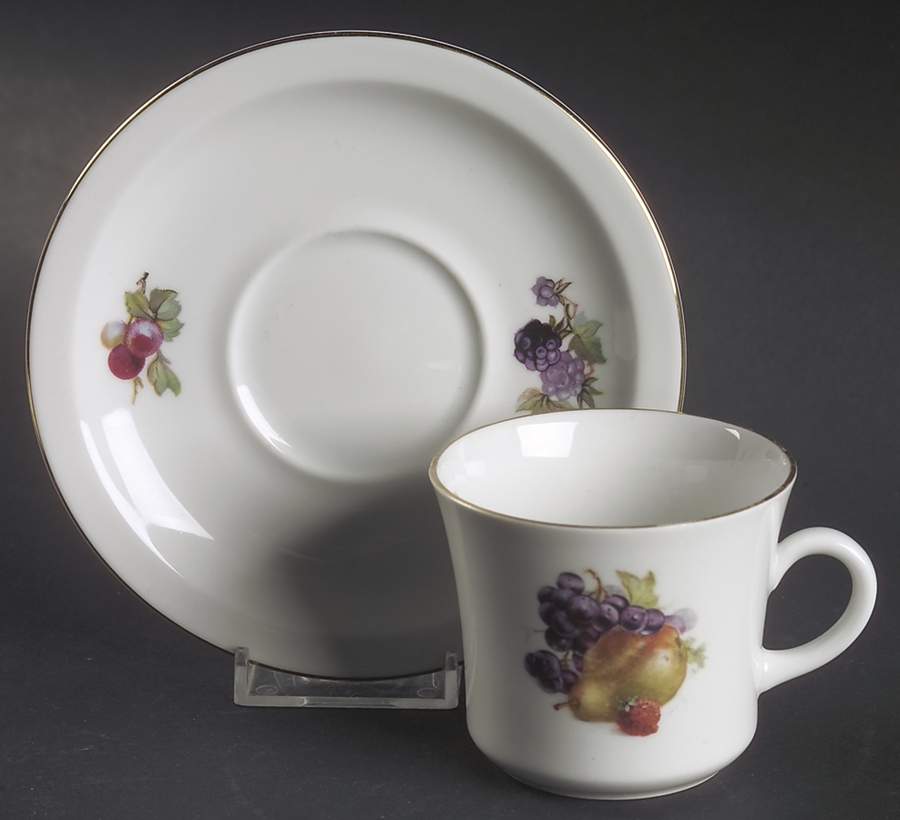 Orchard (Smooth, Coupe) Flat Cup & Saucer Set by Schumann - Bavaria-1