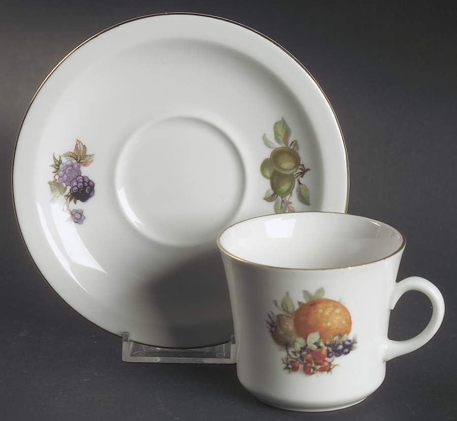 Orchard (Smooth, Coupe) Flat Cup & Saucer Set by Schumann - Bavaria-1