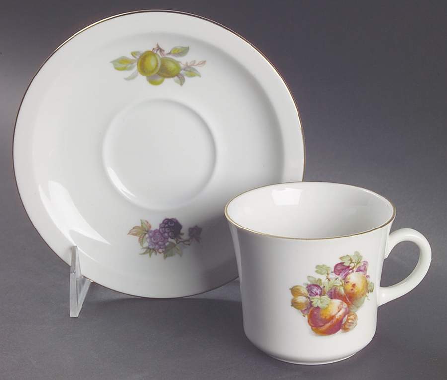 Orchard (Smooth, Coupe) Flat Cup & Saucer Set by Schumann - Bavaria-1