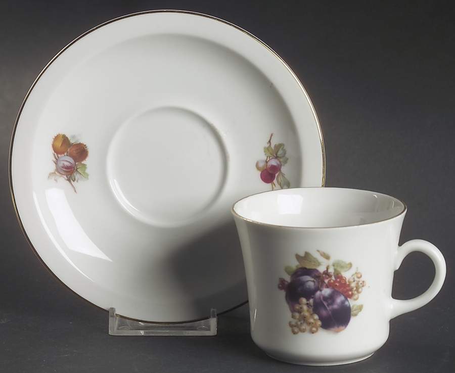 Orchard (Smooth, Coupe) Flat Cup & Saucer Set by Schumann - Bavaria-1