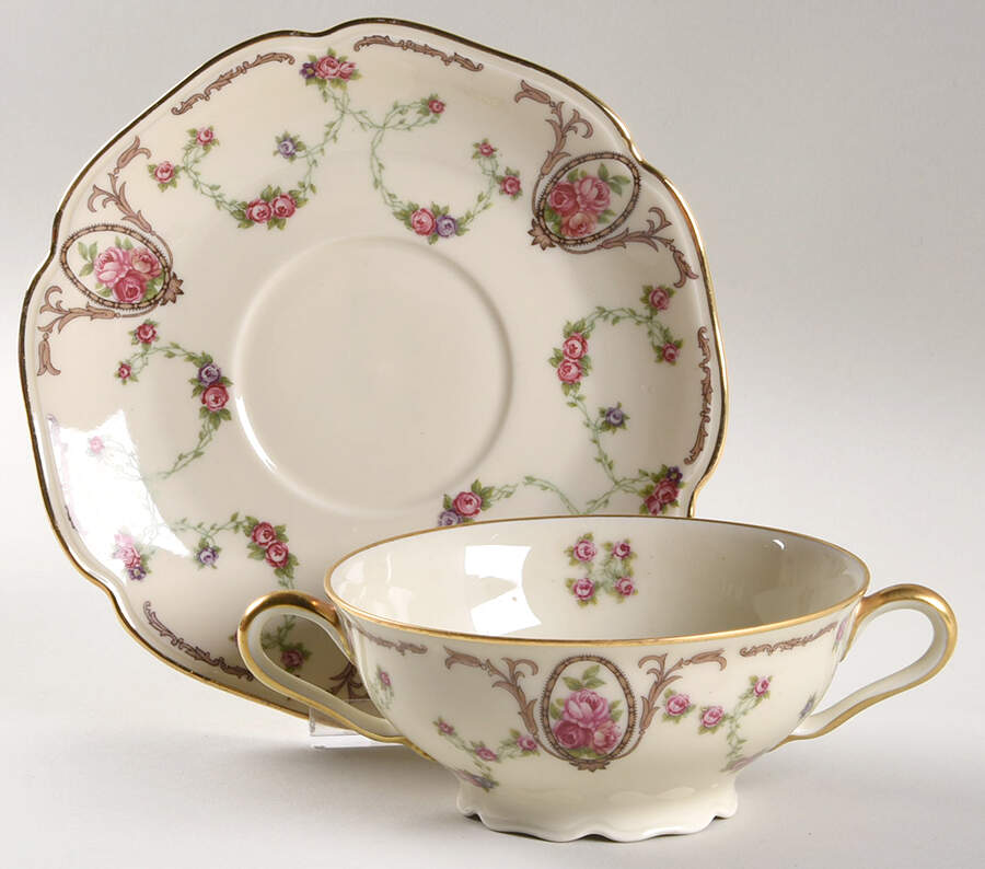 SCL39 Footed Cream Soup Bowl & Saucer Set by Schlaggenwald-1