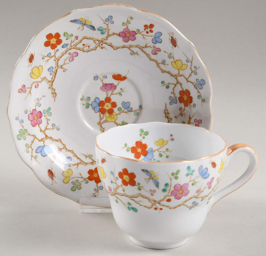 Almond Flat Cup & Saucer Set by Spode-1
