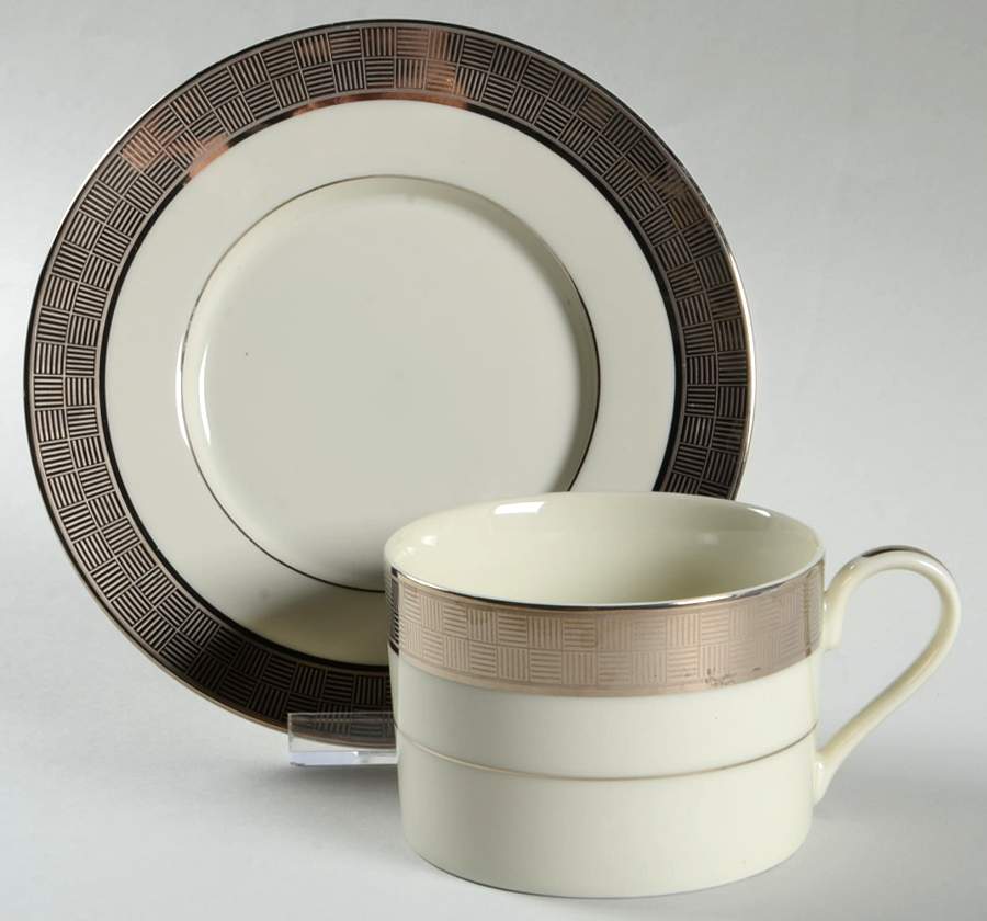 Metropolitan Platinum Flat Cup & Saucer Set by Sango-1