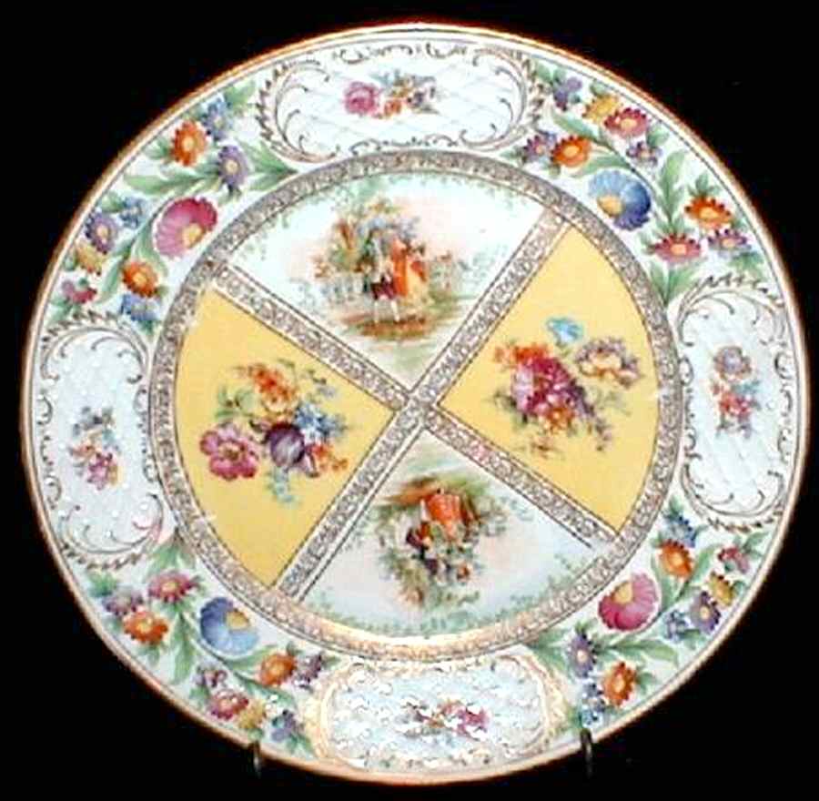 Royal Dresdner Art Yellow (Panels) 12" Chop Plate (Round Platter) by Schumann - Bavaria-1