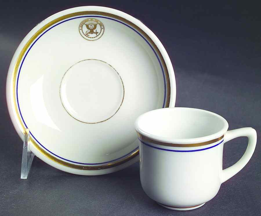 US Navy Flat Demitasse Cup & Saucer Set by Shenango-1
