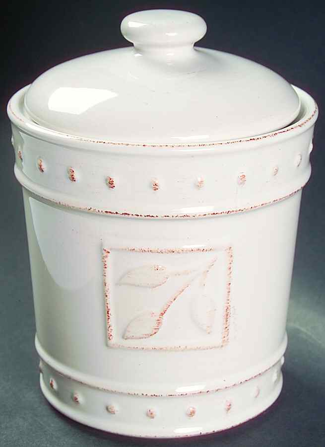 Sorrento Jicama (White, Terra Cotta Accents) Small Canister & Lid by Signature-1