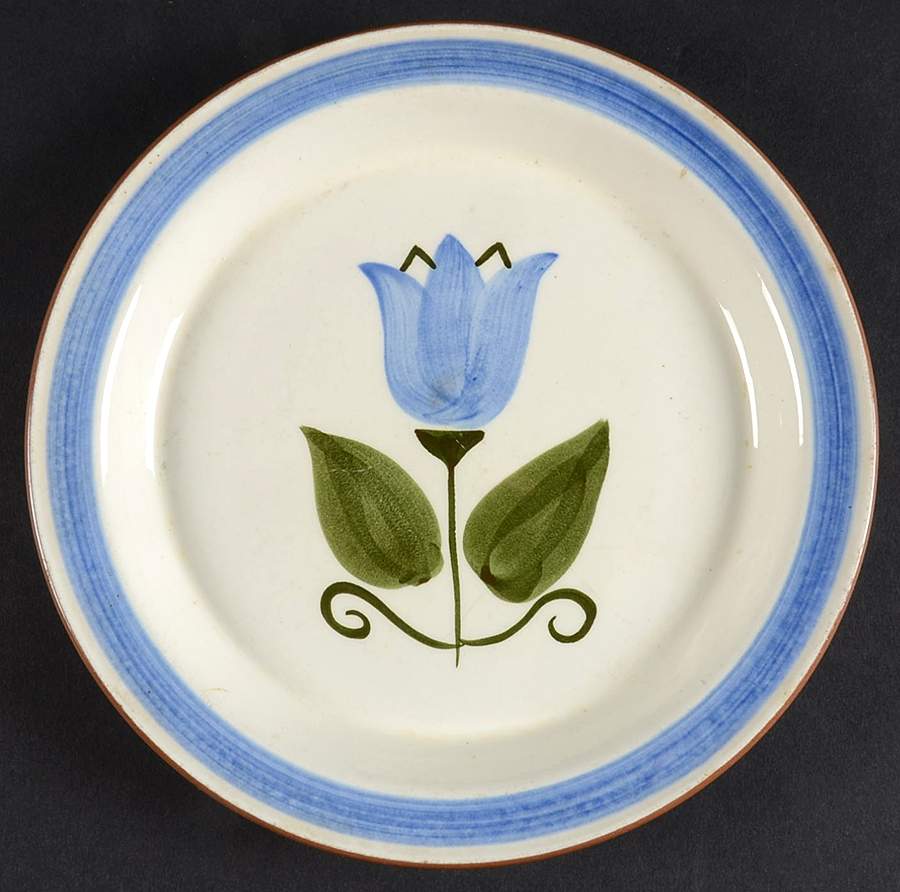 Single Tulip Blue Salad Plate by Stangl-1