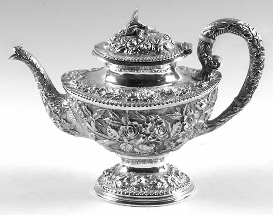 Baltimore Rose (Sterling, 1905, Hollowware) Teapot by Schofield-1