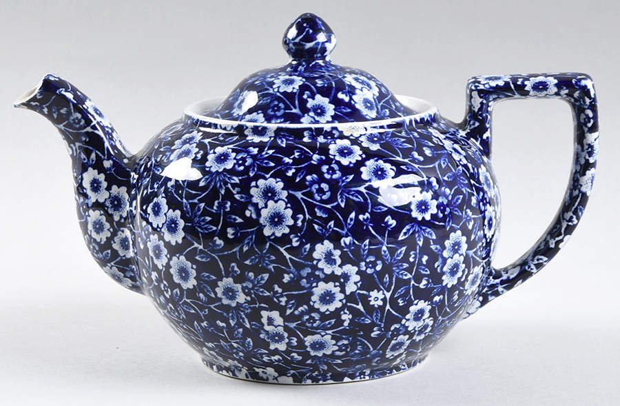Calico Blue (Black Staffordshire Stamp) Teapot & Lid by Staffordshire-1