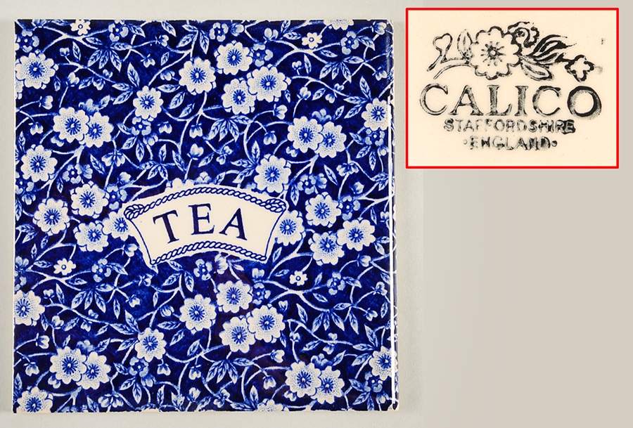 Calico Blue (Black Staffordshire Stamp) Tea Tile by Staffordshire-1