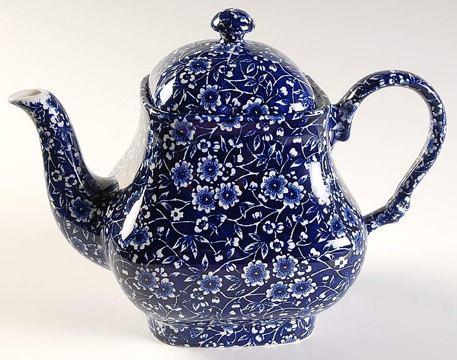 Calico Blue (Black Staffordshire Stamp) Teapot & Lid by Staffordshire-1