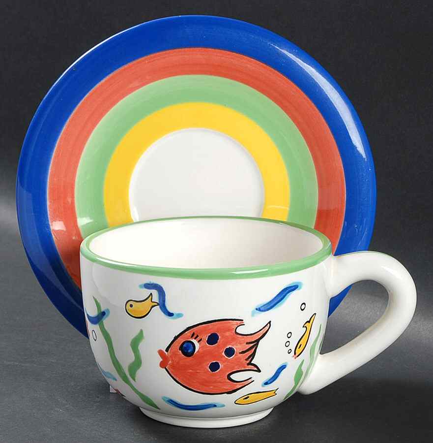 Les Tropiques Jumbo Cup & Saucer Set by Strata Group-1