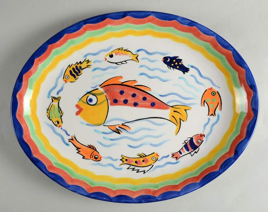 Les Tropiques 18" Oval Serving Platter by Strata Group-1
