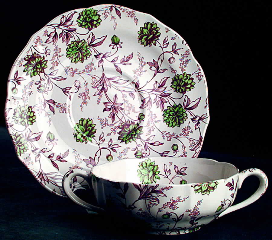 S641 Flat Cream Soup Bowl & Saucer Set by Spode-1