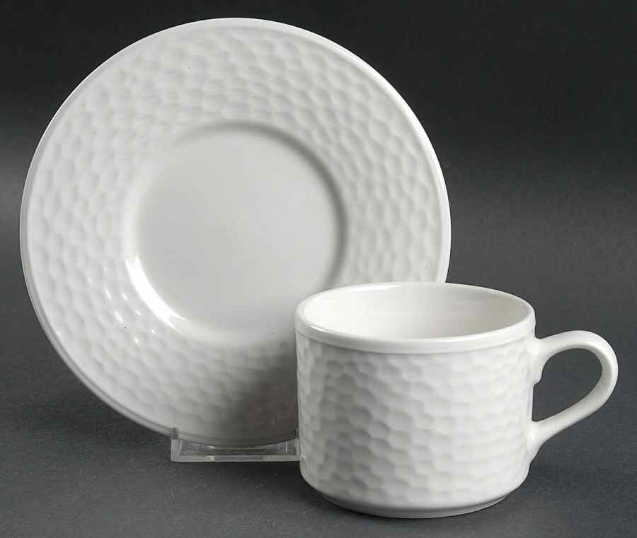 Lisbon White Flat Cup & Saucer Set by Sango-1