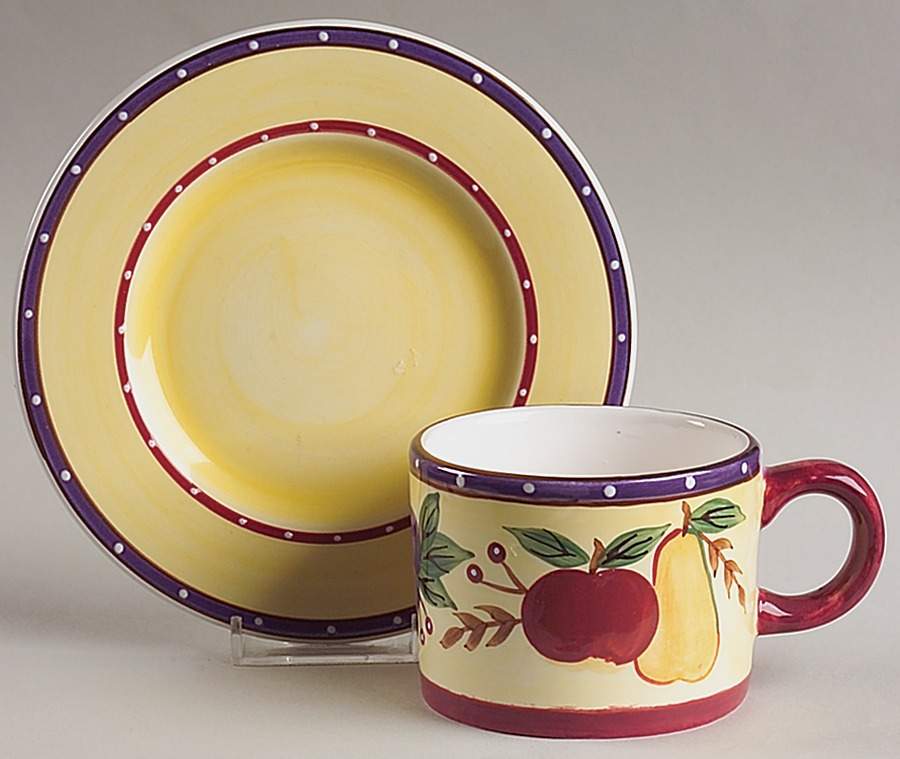 Fruit Basket Flat Cup & Saucer Set by Sango-1