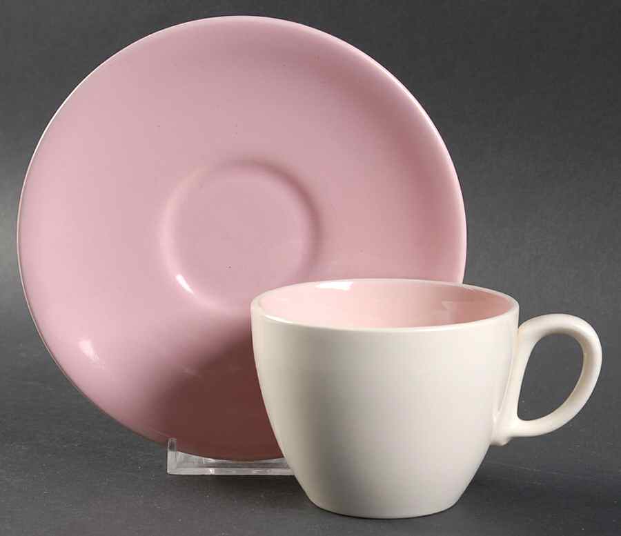 Pink Bamboo Flat Cup & Saucer Set by Salem-1